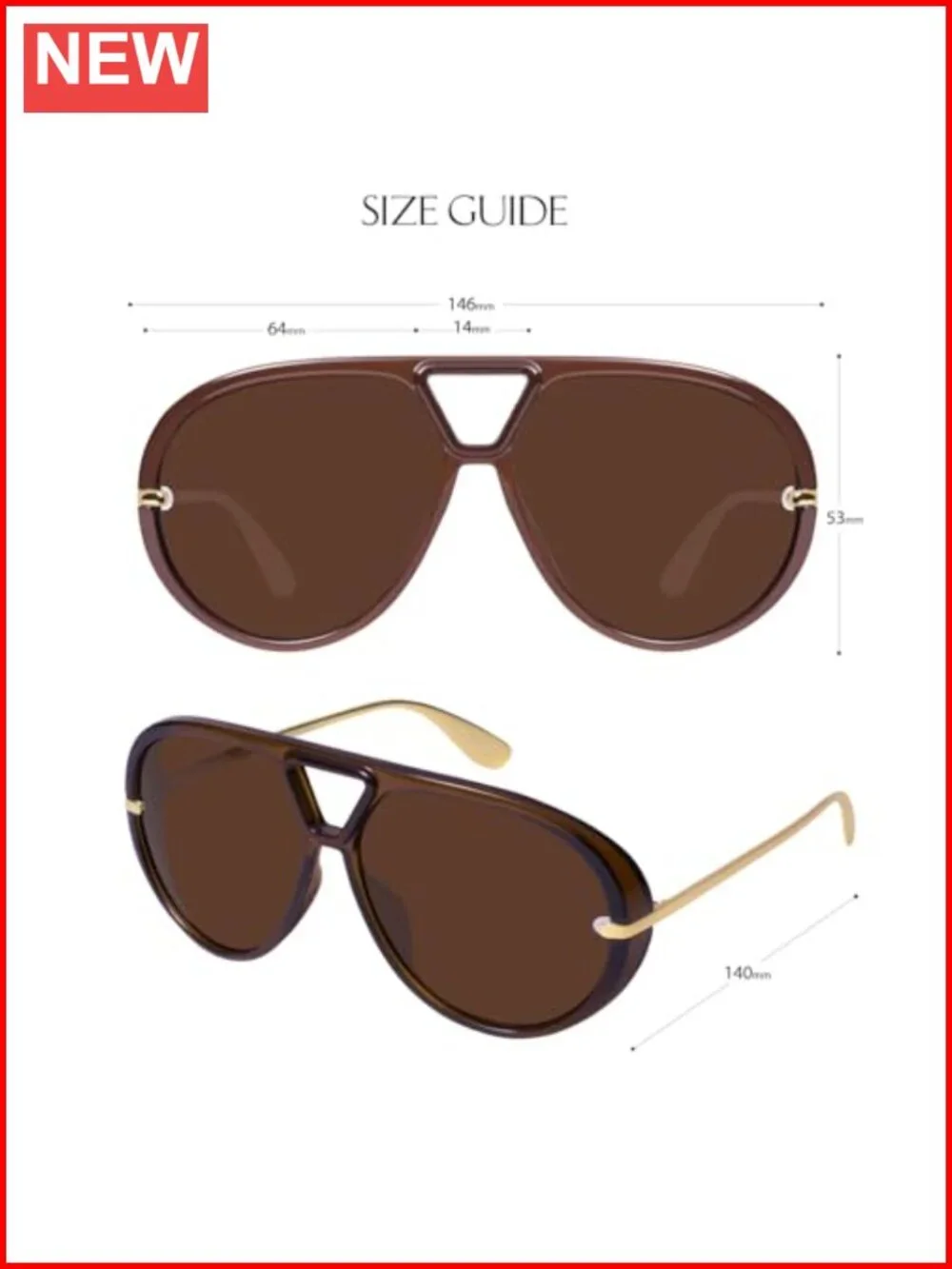 Trendy Oversized Aviator Sunglasses with UV400 Protection
